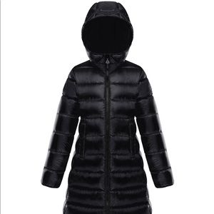 Moncler Girls Long Puffer Black Size 8